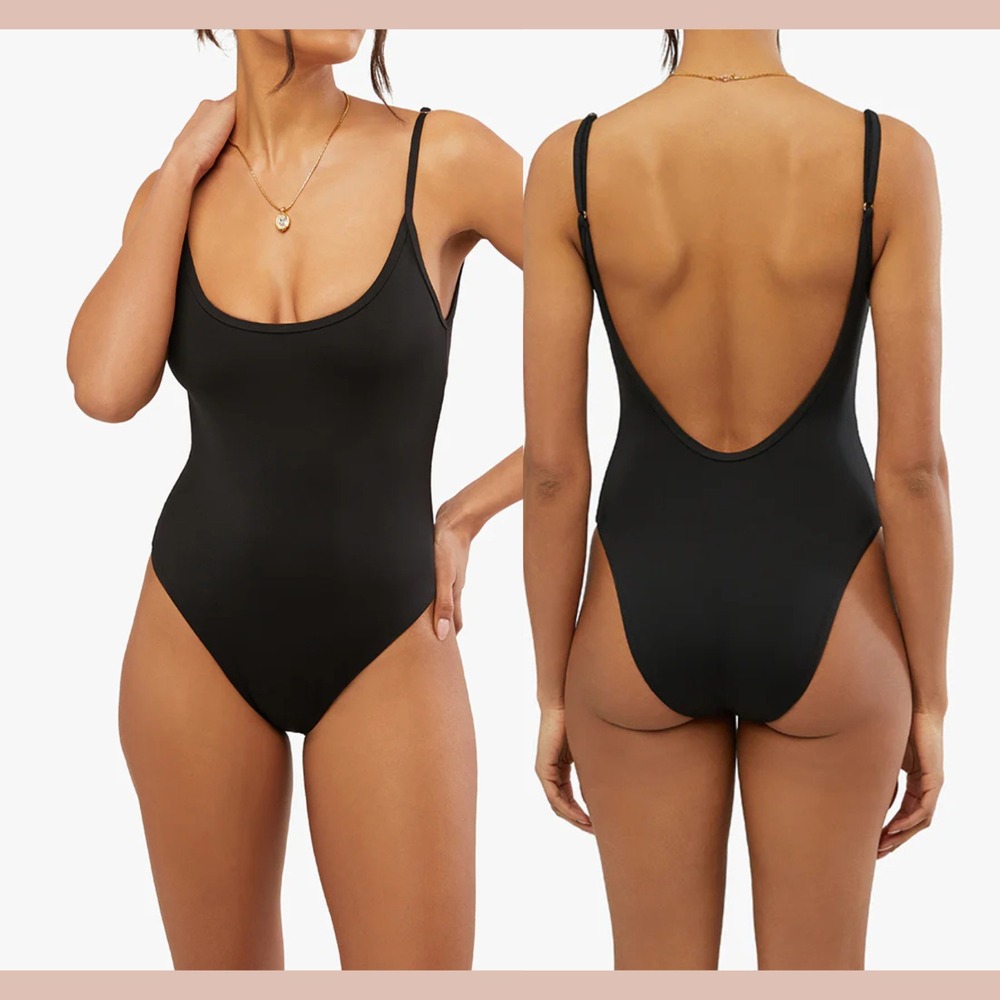 NWT $175 Weworewhat [ XL ] Scoop Cami One Piece‎ Swimsuit in Black U1329